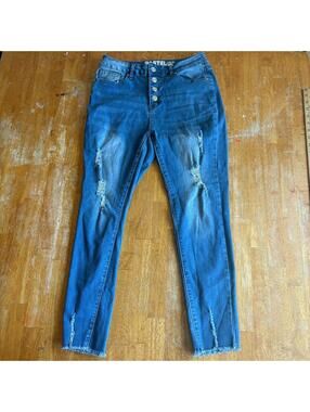 Distressed Skinny Jeans Y2K Streetwear Pastel Tag 11/30 Fits Like 28X26 Blue